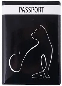 Купить Обложка для паспорта Кошка (линия) (ПВХ бокс) (ОП2021-295) — Фото №1