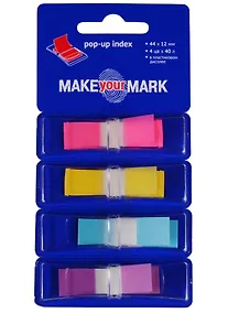 Купить Закладки самоклеящиеся 44*12 мм 4 цвета*40 листов, с цветным краем, MAKE your MARK — Фото №1