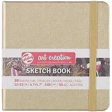 Купить Скетчбук 12*12 80л "Art Creation" металлик белое золото, нелинованн. 140г/м2, слоновая кость, тв.обл., Royal Talens — Фото №1