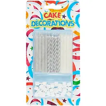 Купить Набор свечей для торта Серебро с глиттером (24шт) (7,5см) — Фото №1