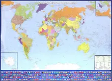 Купить Политическая карта мира с флагами (1:26 000 000). Новая граница — Фото №1