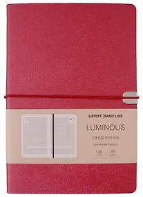 Купить Ежедневник недат. А5 136л "LUMINOUS" малиновый пунш, иск.кожа, интегр.переплет, торец в цвет обл, на резинке, тонир.блок, ляссе — Фото №1