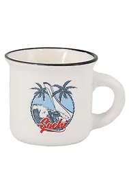 Купить Кружка маленькая белая Круг,пальмы (фарфор) (75мл) (Сочи) (65-9-M-135-44-W) — Фото №1