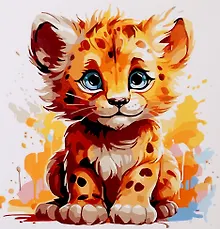 Купить Холст с красками по номерам "Малыши-животные. Красочный леопард", 30 х 30 см — Фото №1