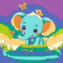 Купить Картина по номерам детская (холст на подрамнике 20*20) "Слоник" — Фото №1