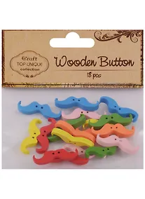 Купить Набор пуговиц Усы, микс цветов, 18шт, дерево (S26046390) — Фото №1