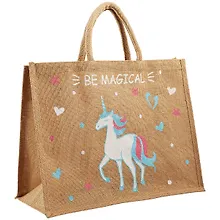 Купить Сумка джутовая L Единорог Be magical (43х34х19)  (ДЖ2019-9) — Фото №1