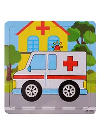 Купить Развивающая рамка Скорая помощь, дерево, 15х15 см ZK-019 — Фото №1