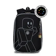 Купить Ранец школьный для мальчиков с брелоком  "Игра" 37*26*17см, 2 отделения, 2 кармана, со светодиодами, Grizzly — Фото №1