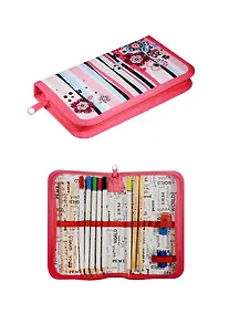 Купить Пенал корпусный 1отд. "Для девочек" с наполнением (11 предм.), ассорти, ткань — Фото №1