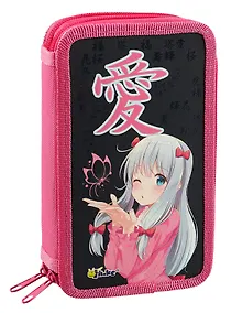 Купить Пенал 2 отделения "Аниме с бабочкой" 19*11, молния — Фото №1