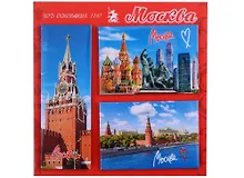 Купить ГС Набор закатных магнитов № 4 Москва 55х80 2 шт 115х40 1 шт на красной подложке — Фото №1
