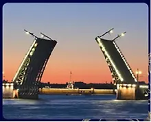 Купить Магнит заливной объемный 5,5*4,5см Дворцовый мост.Закат — Фото №1