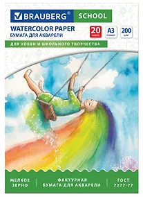 Купить Папка для акварели БОЛЬШОГО ФОРМАТА А3, 20л., 200г/м2, индивид. упаковка, BRAUBERG SCHOOL, 114299 — Фото №1
