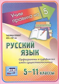 Купить Русский язык. Орфограммы в суффиксах имен существительных. 5-11 классы. Таблица-плакат — Фото №1