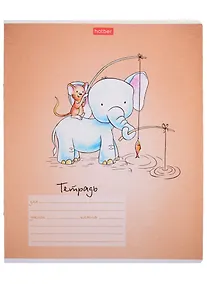 Купить Тетрадь в клетку Hatber, "Слоник и мышонок", 12 листов, в ассортименте — Фото №1