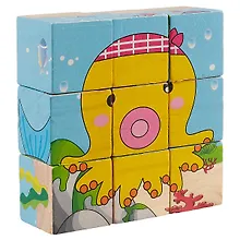 Купить Кубики Подводный мир 9 шт на блистере (дерево) — Фото №1