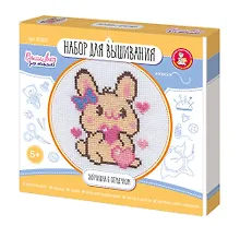 Купить Набор для творчества. Вышивка "Зайчишка с сердечком" (с пяльцами) — Фото №1