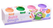 Купить Тесто для лепки "BabyDough". Набор 4 цвета (персиковый, зеленый, нежно-розовый, фиолетовый) — Фото №1