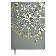 Купить Ежедневник недат. А5 160л "Софт-тач. Арт-терапия" серый, кожзам, тв.переплет, тиснений фольгой, конгревное блинтовое тиснение, антистресс-раскраска, офсет, ляссе, подар.упаковка — Фото №1