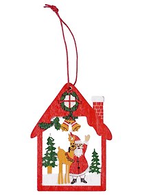 Купить Подвеска новогодняя В праздничном домике (дерево) (7,5х10) (4345404 ) — Фото №1