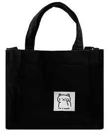 Купить Сумка мини-шоппер с кнопкой кросс-боди черная (вельвет) (25х23) — Фото №1