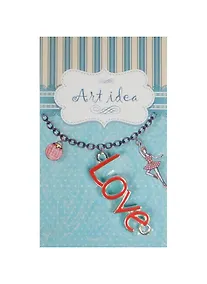 Купить Кулон серебристого цвета LOVE микс цветов (QA-6303) (1,5см) — Фото №1