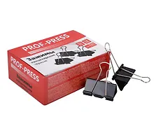 Купить Зажимы для бумаг 51мм 12шт черные, к/к, Проф-Пресс — Фото №1