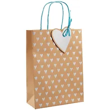 Купить Пакет А5 25*18*8 Серебряные сердца жен., крафт — Фото №1