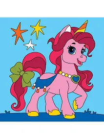 Купить Холст с красками. Розовый единорог, 15х15 см — Фото №1