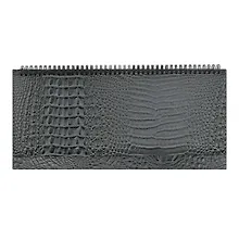 Купить Планинг недат. 64л 390*180 "Аллигатор" серый, кожзам, тв.переплет, обл.поролон, офсет, настольный, откр.евроспираль, справ.мат-лы, инд.уп — Фото №1