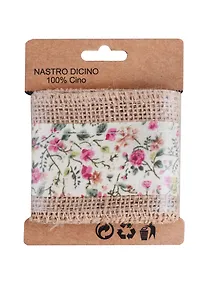 Купить Тесьма джут  с сатином Зеленый луг, 6см*1м — Фото №1