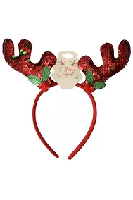 Купить Ободок новогодний Рожки олененка с цветами (текстиль) (12-6142-HNY12) — Фото №1