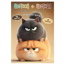 Купить Картон цветной 10цв 10л А4 "ПЕРСИК И ДЫМОК" мелов.+бумага цветная 08цв 16л А4 двусторон., склейка, ассорти — Фото №1
