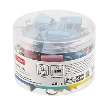 Купить Зажимы для бумаг 25мм 48шт цветные, пласт/уп, Hatber — Фото №1