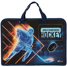 Купить Папка для тетрадей А4 "Хоккей в огне" 34*24,5*7см пластик, молния, текст.ручки, расширение — Фото №1