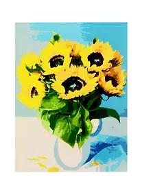 Купить Набор д/творчества Рыжий кот Палитра. Холст с красками 30х40см по номерам Подсолнухи в белой вазе Х-1780 — Фото №1