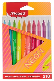 Купить Фломастеры 10 цветов "Neon" смываемые, Maped — Фото №1