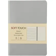 Купить Записная книжка А6 80л "Soft Touch. Белое золото" иск.кожа, инт.обл., лин., тчк., нелин., ляссе, инд.уп. — Фото №1