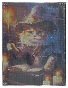 Купить Алмазная мозаика с подрамником, с полным заполнением "Кот-чародей", 30 х 40 см — Фото №1