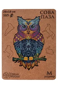 Купить Пазл фигурный "Сова", 105 деталей (28х18 см) — Фото №1
