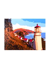 Купить Набор д/творчества Рыжий кот Холст с красками 22х30см по номерам Маяк на холмистом берегу HS402 — Фото №1