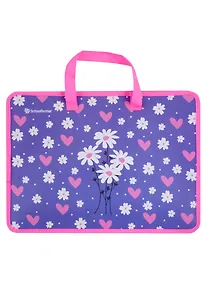 Купить Папка для труда А4 "DAISY" 330*260*75, пластик, ткан.ручки, широкая — Фото №1