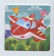 Купить Деревянная пазл-рамка (14,5х14см) "САМОЛЕТ" (9 элементов) (окраш.рамка) Арт.AN02630 — Фото №1