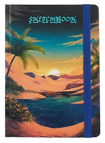 Купить Скетчбук А5 80л "ОАЗИС" 100г/м2, тв.обложка, выб.лак, резинка, мат.ламинация — Фото №1