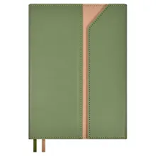 Купить Ежедневник недат. А5 160л "Каветти" оливковый, кожзам, тв.переплет, блинтовое тиснение, магнит.клапан, офсет, ляссе — Фото №1