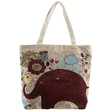 Купить Сумка-шоппер на молнии Слон с цветами (40х40) (текстиль) — Фото №1