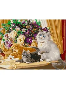 Купить Раскраска на картоне А3 (в коробке) (16цв.) ТМ Рыжий кот Котята и букет Р-3052 — Фото №1
