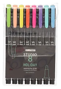 Купить Маркеры для скетчинга 08цв "STUDIO. Holiday" двухсторонние, ПВХ-подвес, Listoff — Фото №1