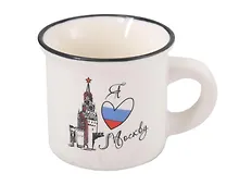 Купить Кружка Москва Спасская башня, триколор (фарфор, матовая) (белая) (065-9-M-21-W) — Фото №1